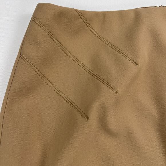 Carlisle Camel Brown Cat Scratch Stitching Pencil Skirt Knee Length Lined Size 4 - Picture 13 of 13